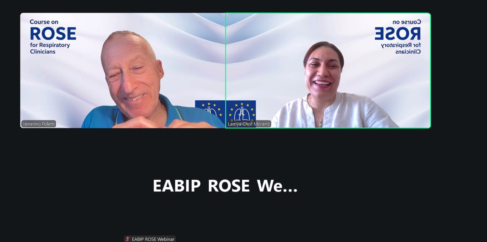 Prof. Venerino Poletti and Dr. Lamya Chrif Morand during the live EABIP ROSE webinar